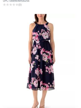 ROBBIE BEE Floral-Print Halterneck Maxi Dress Size 14W $60 BNWT